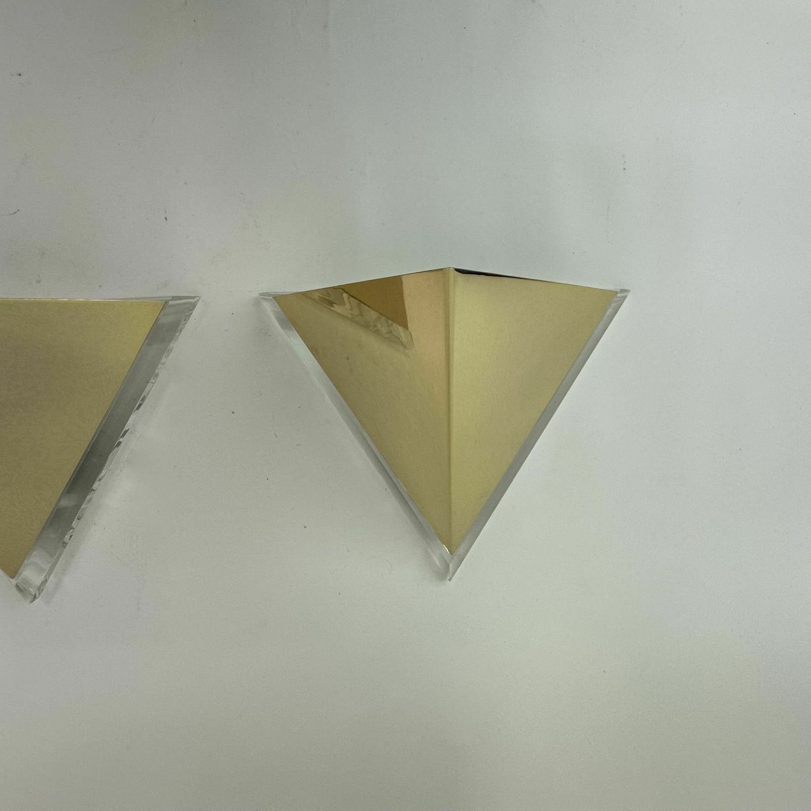 Set Of 2 Lucite Wall Lamps Gold , 1970’s photo vintage