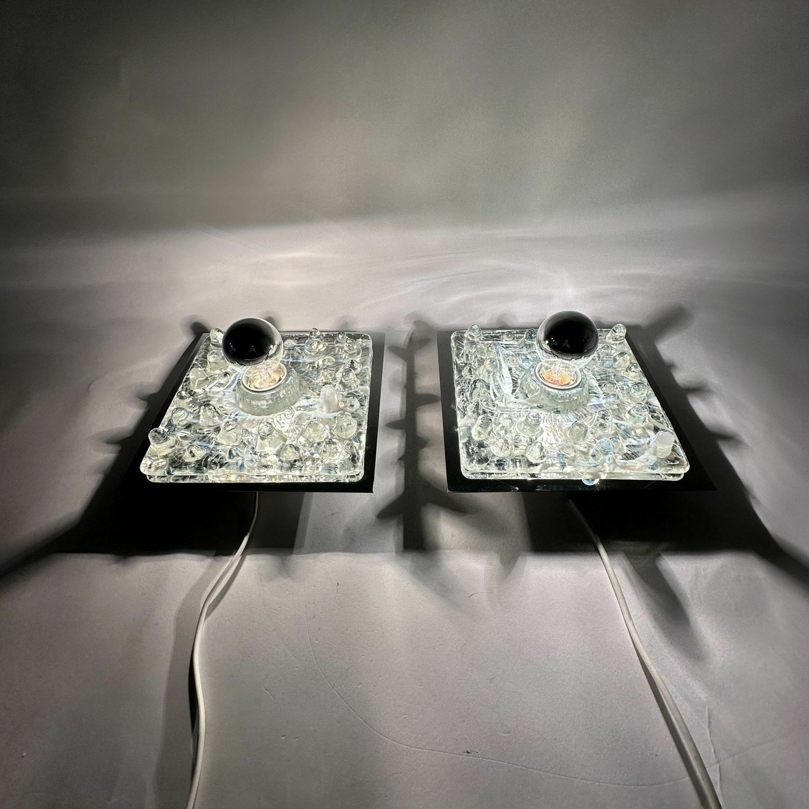 Lighting Set Of 2 Murano Glass Mazzega Wall Lamp , 1970’s photo