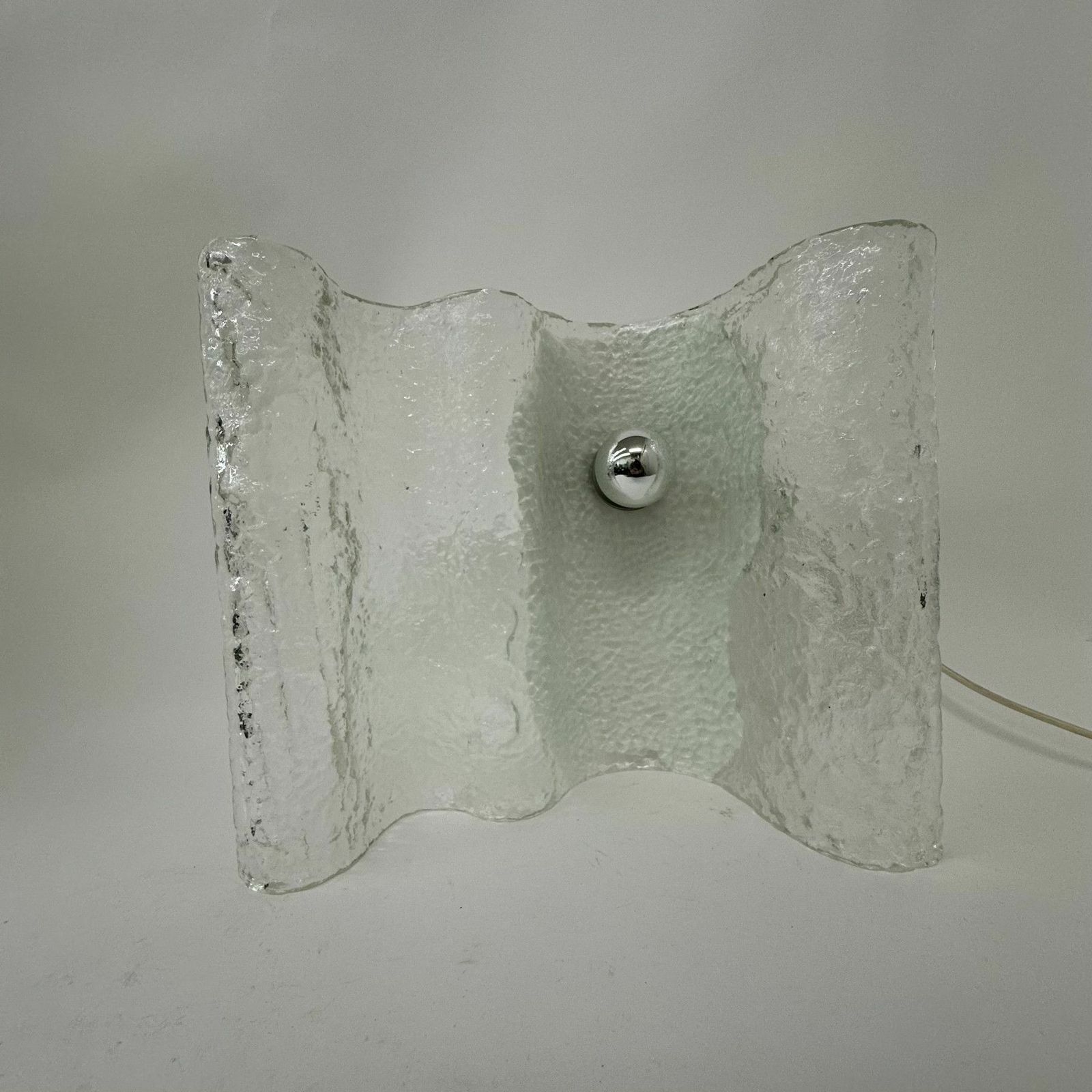 Kalmar Wave Ijsglas Tafellamp, Jaren 1970, Duitsland photo vinterior