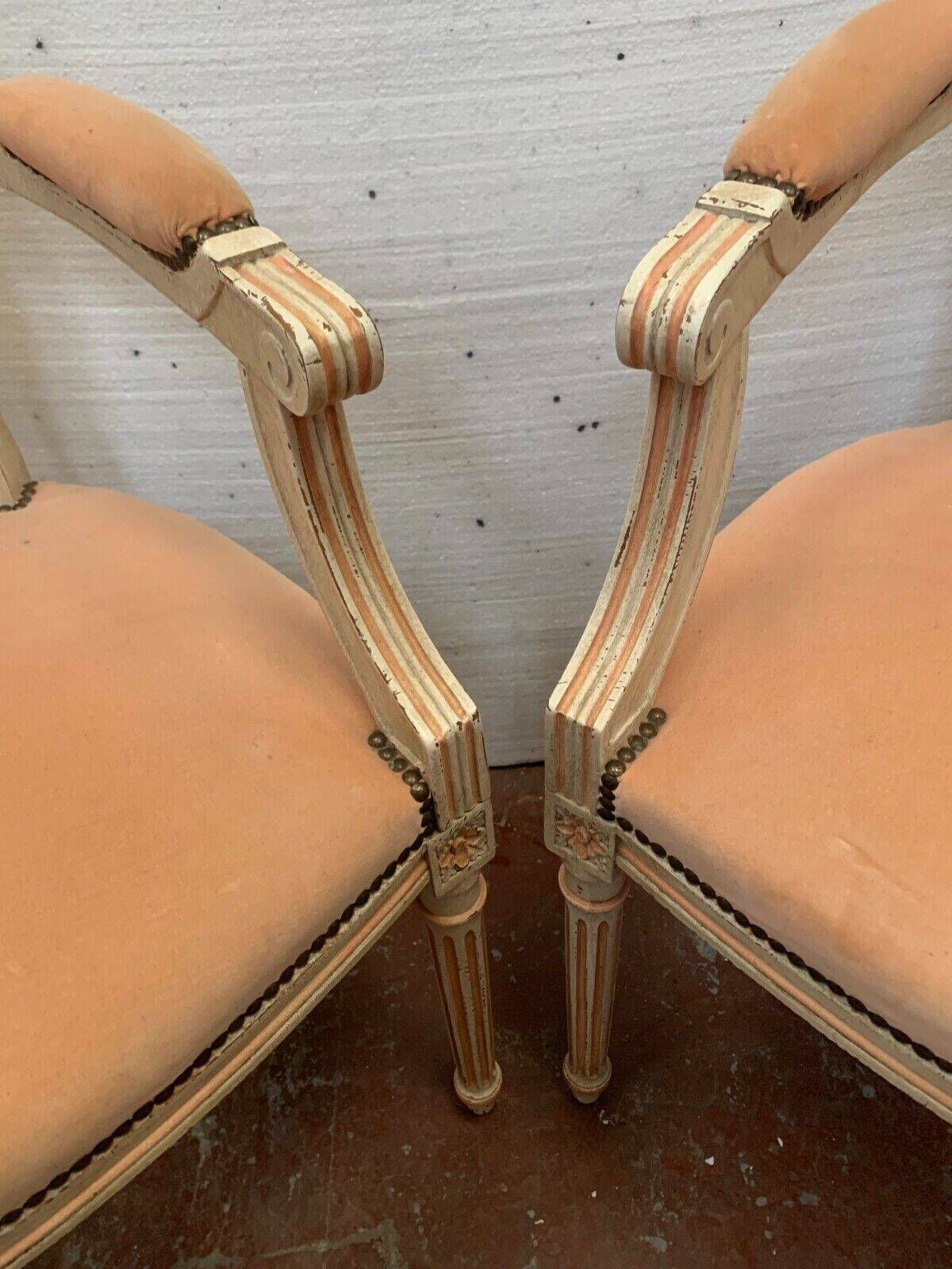 Pair Of Louis XVI Style Armchairs In 20th Century Patinated Beech photo 490.875