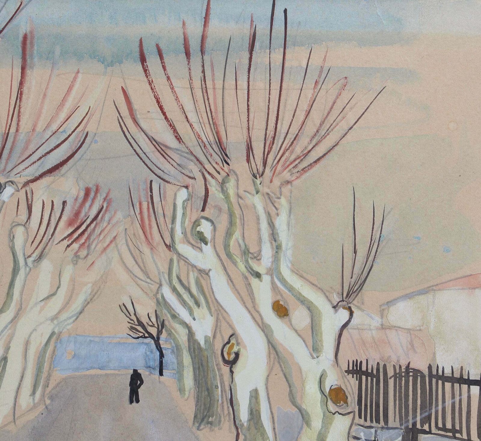 Art 'Row Of Plane Trees In Winter   Maussane Les Alpilles' By Yves Brayer (1946) photo