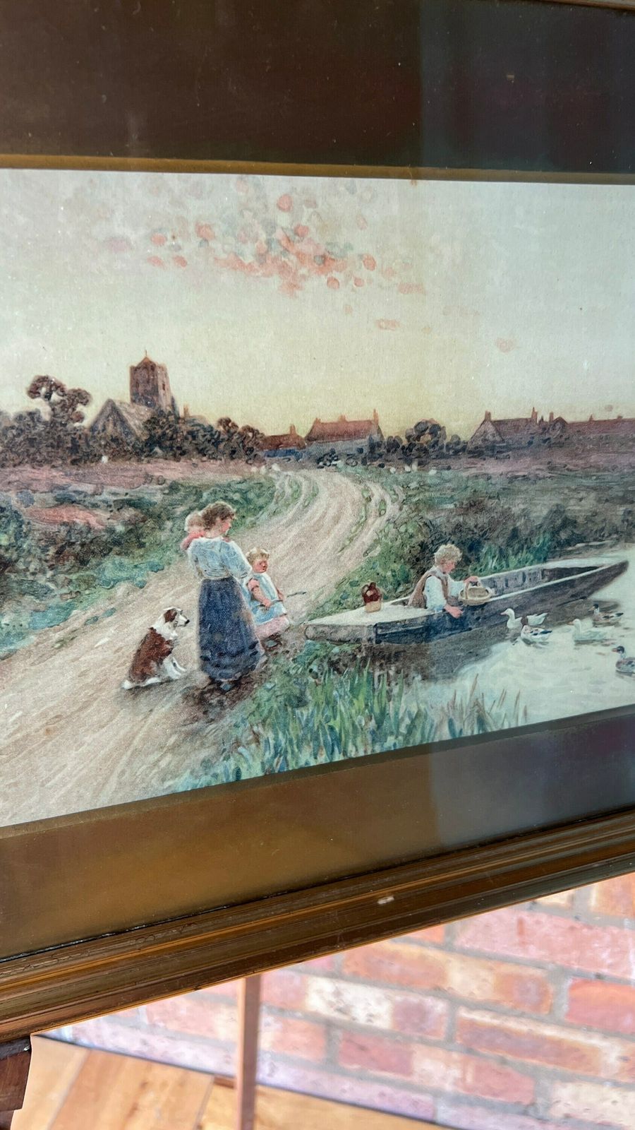 Impressive Quality Vintage Lithograph Of 1906 Thomas James Lloyd Countryside Landscape Painting photo vinterior