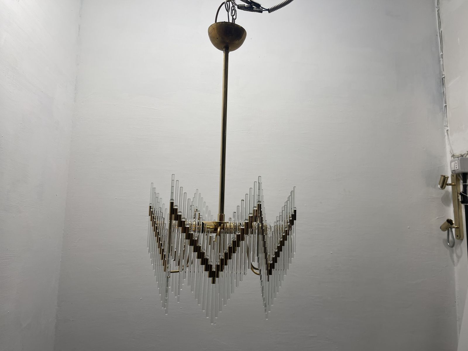 Brass Murano Glass Rod Chandelier 1970’s photo buy