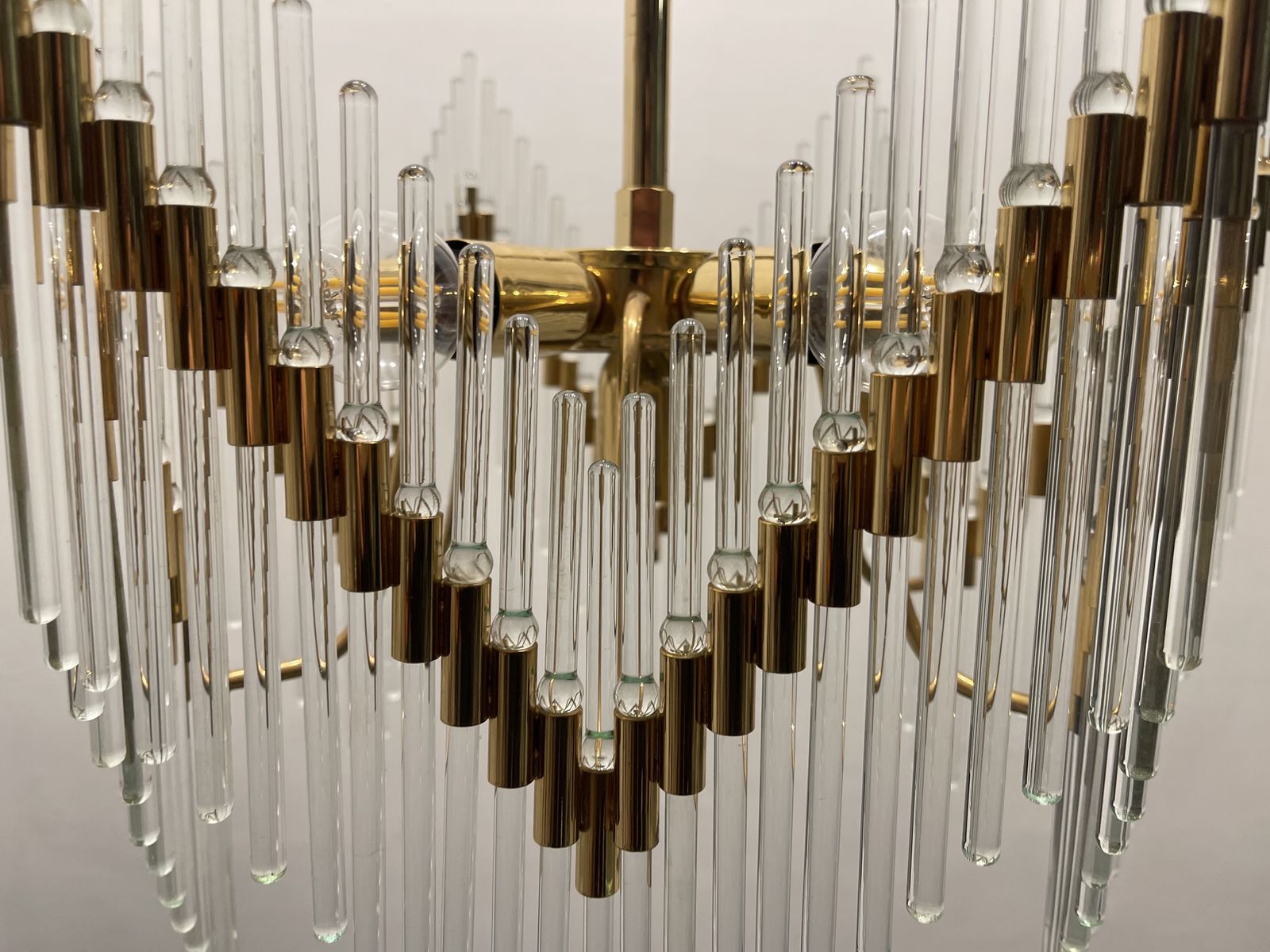 photo for sale Brass Murano Glass Rod Chandelier 1970’s