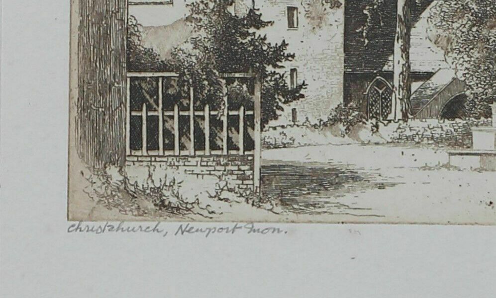 Etching By Edgar James Maybery. Christchurch, Newport, Mon. photo Art