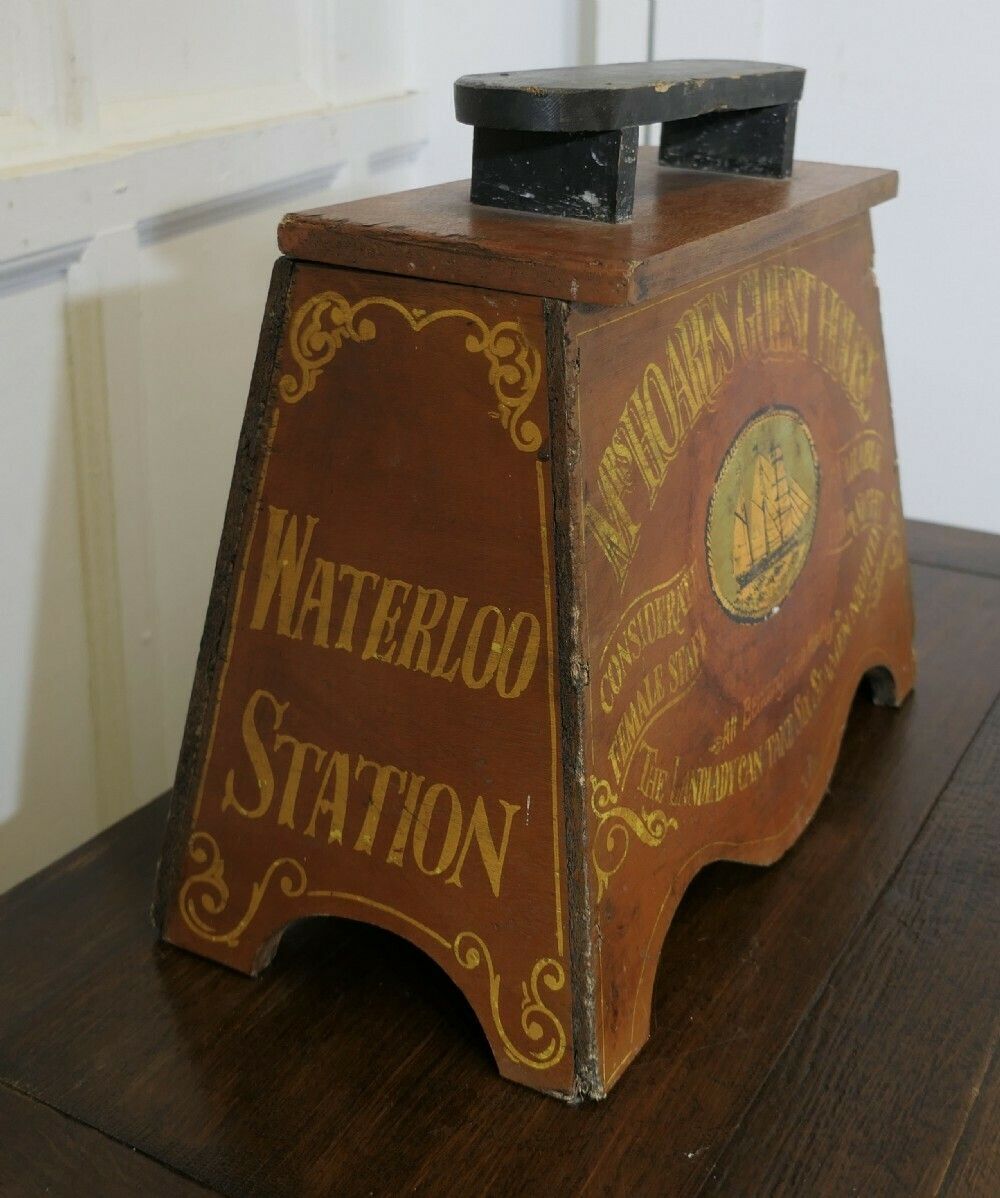 Folk Art Boot And Shoe Cleaning Box With Foot Shaped Shoe Rest photo for sale
