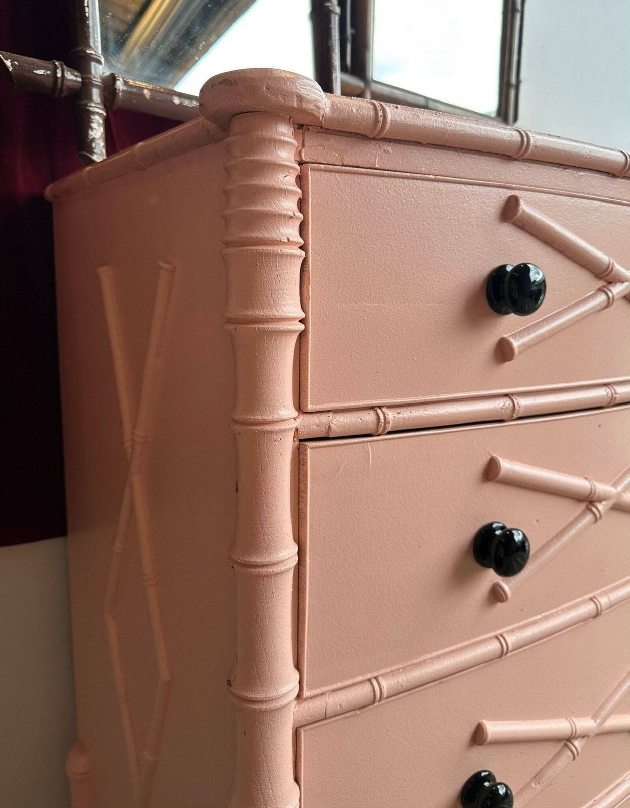Beautiful Faux Bamboo Hand Painted Regency Style Chest Of Drawers Using Reclaimed Antique Pieces Dated C.1800   1950s photo furniture