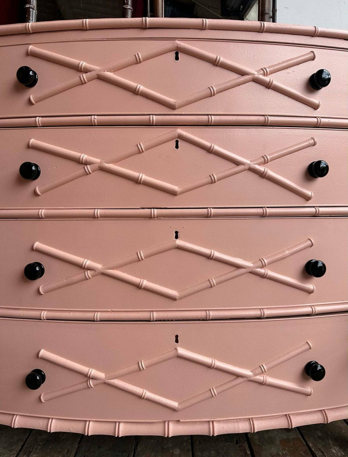 Beautiful Faux Bamboo Hand Painted Regency Style Chest Of Drawers Using Reclaimed Antique Pieces Dated C.1800   1950s photo for sale