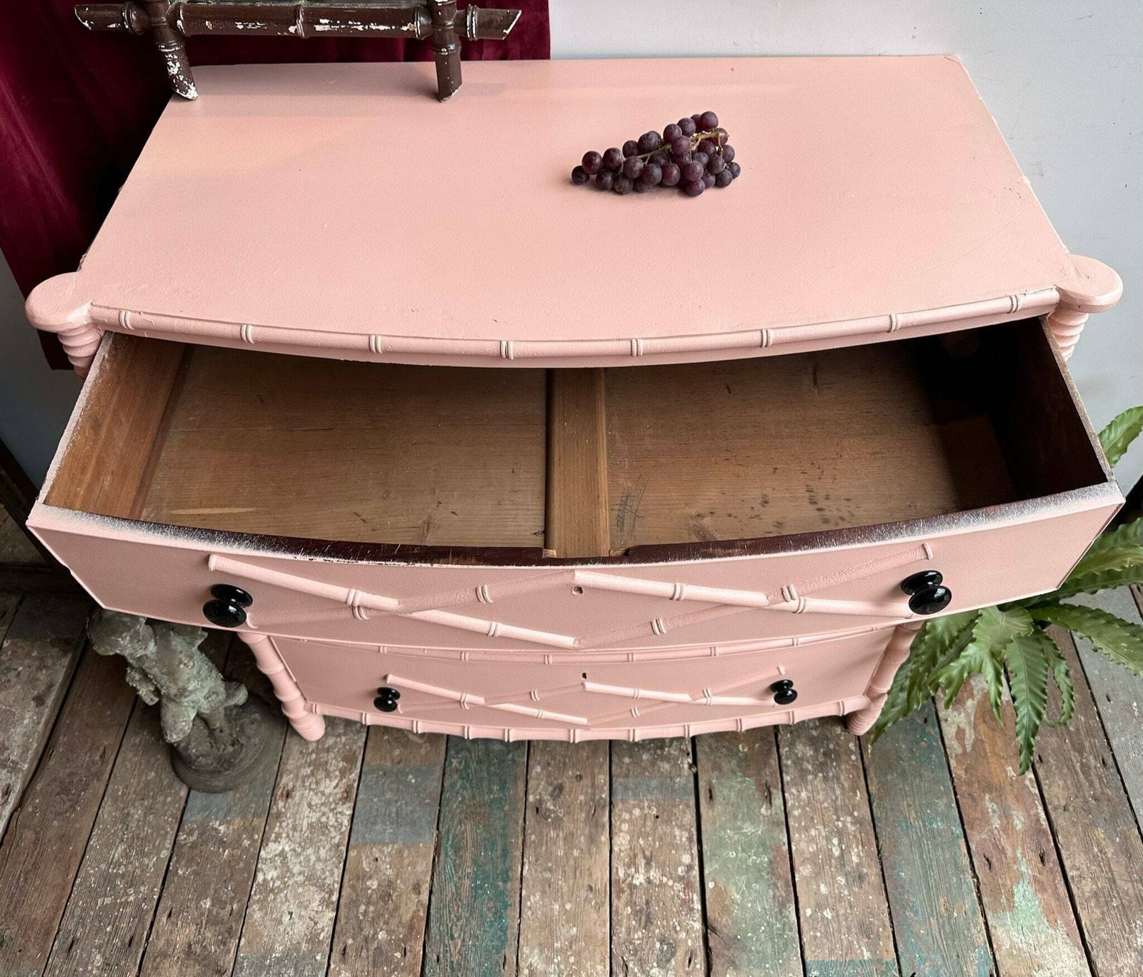 Beautiful Faux Bamboo Hand Painted Regency Style Chest Of Drawers Using Reclaimed Antique Pieces Dated C.1800   1950s photo vinterior