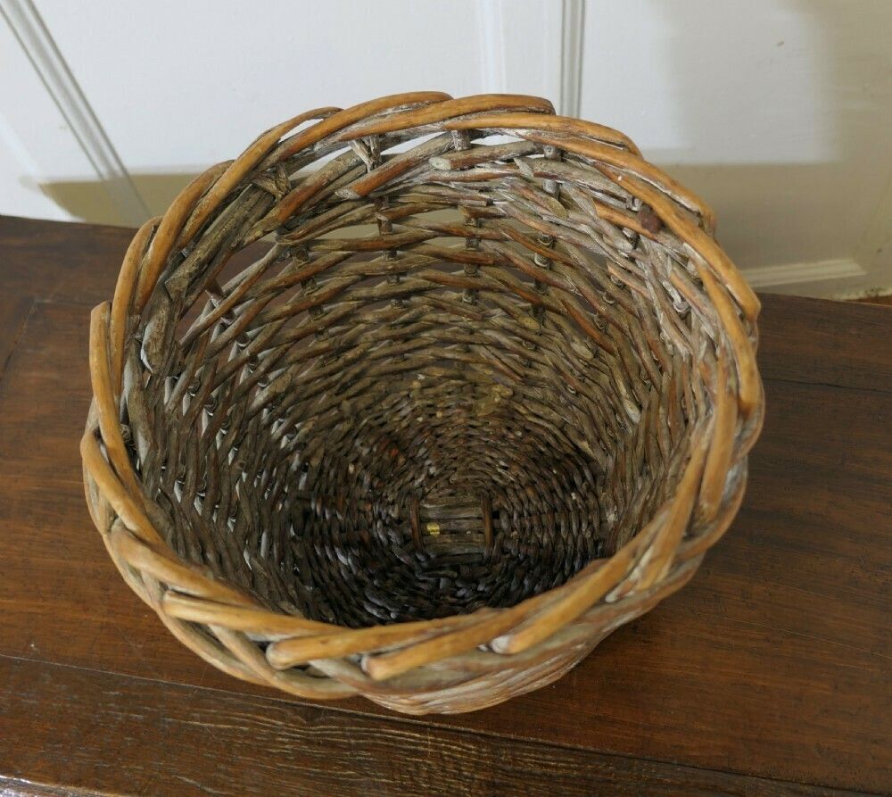 Antique Wicker Waste Paper Basket photo for sale