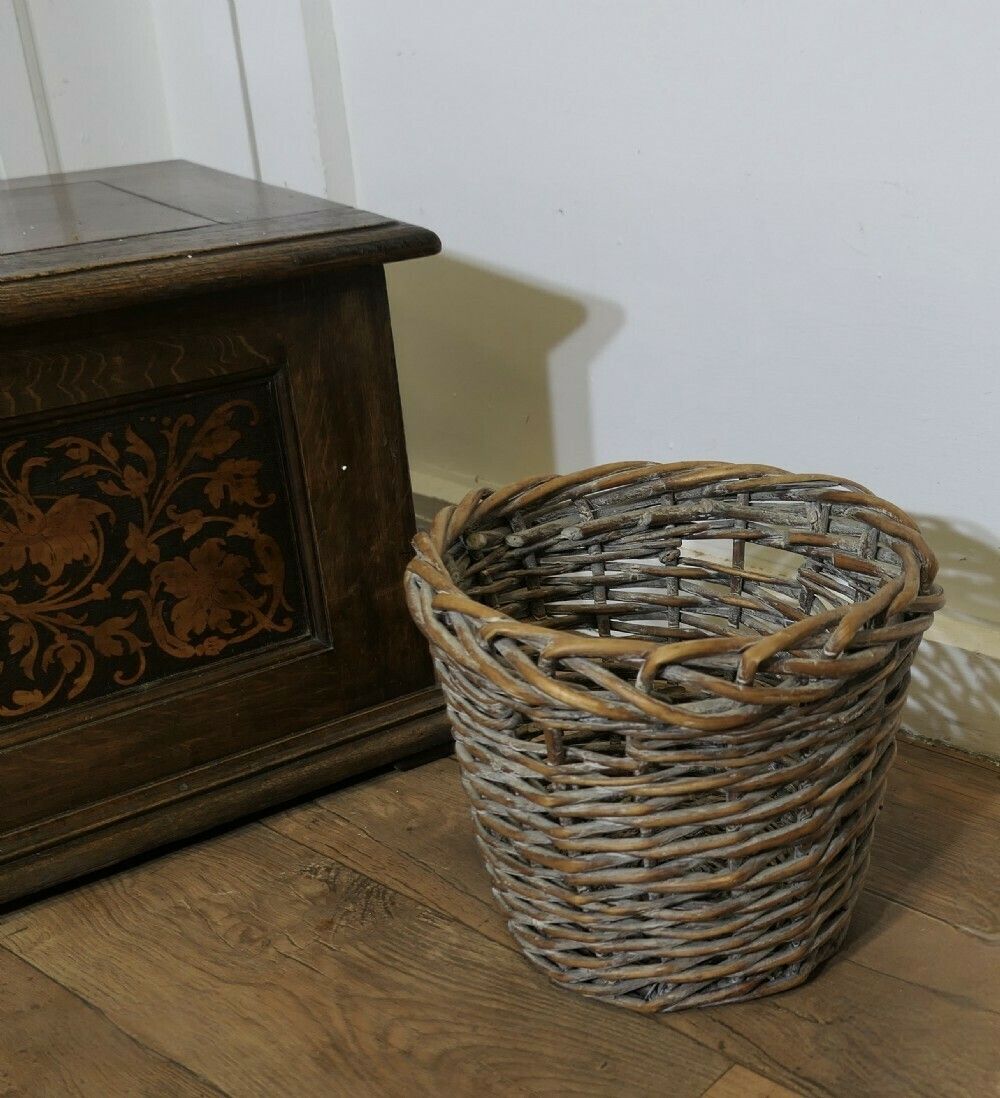 Antique Wicker Waste Paper Basket photo vinterior