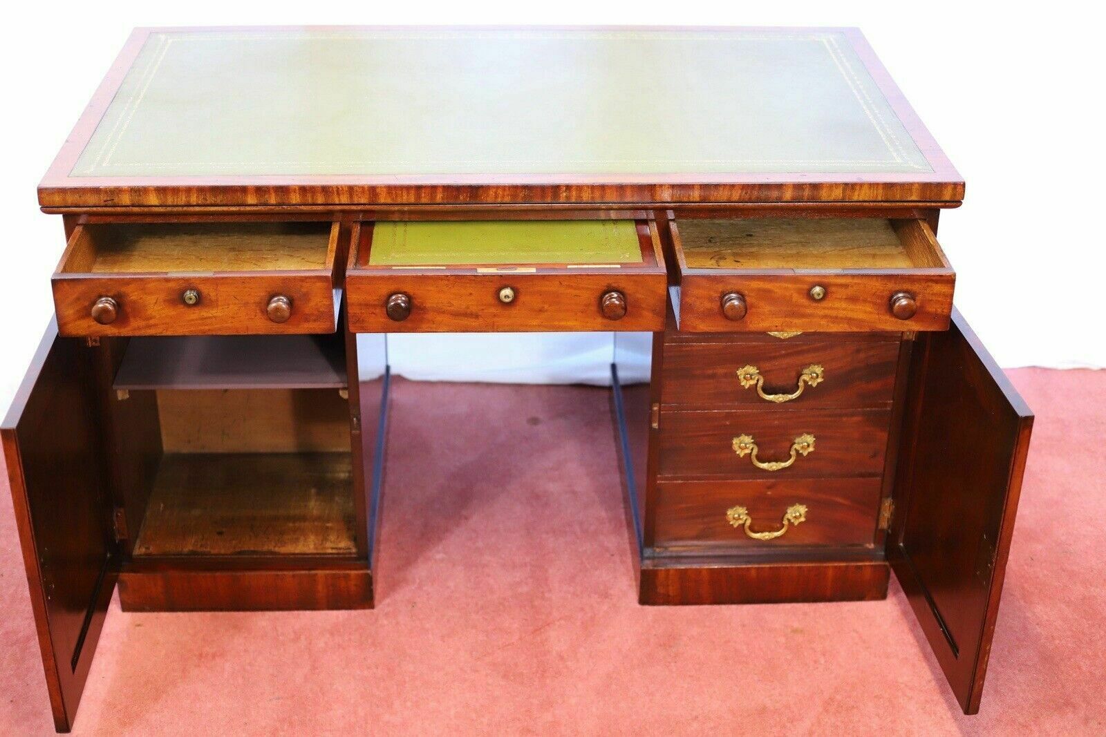 Stunning Victorian Mahogany Partners Pedestal Desk photo Furniture