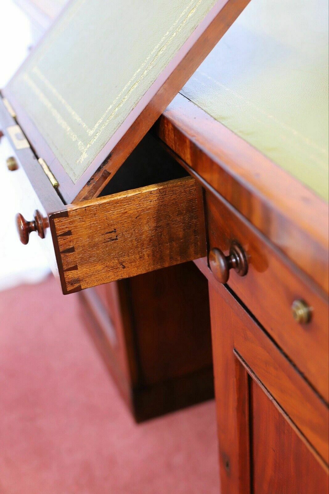 2250.0 Stunning Victorian Mahogany Partners Pedestal Desk photo