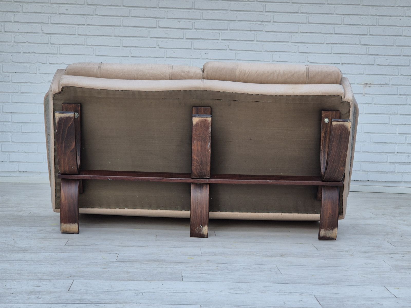 Furniture 1970s, Scandinavian 2 Seater Sofa, Original Very Good Condition, Leather. photo