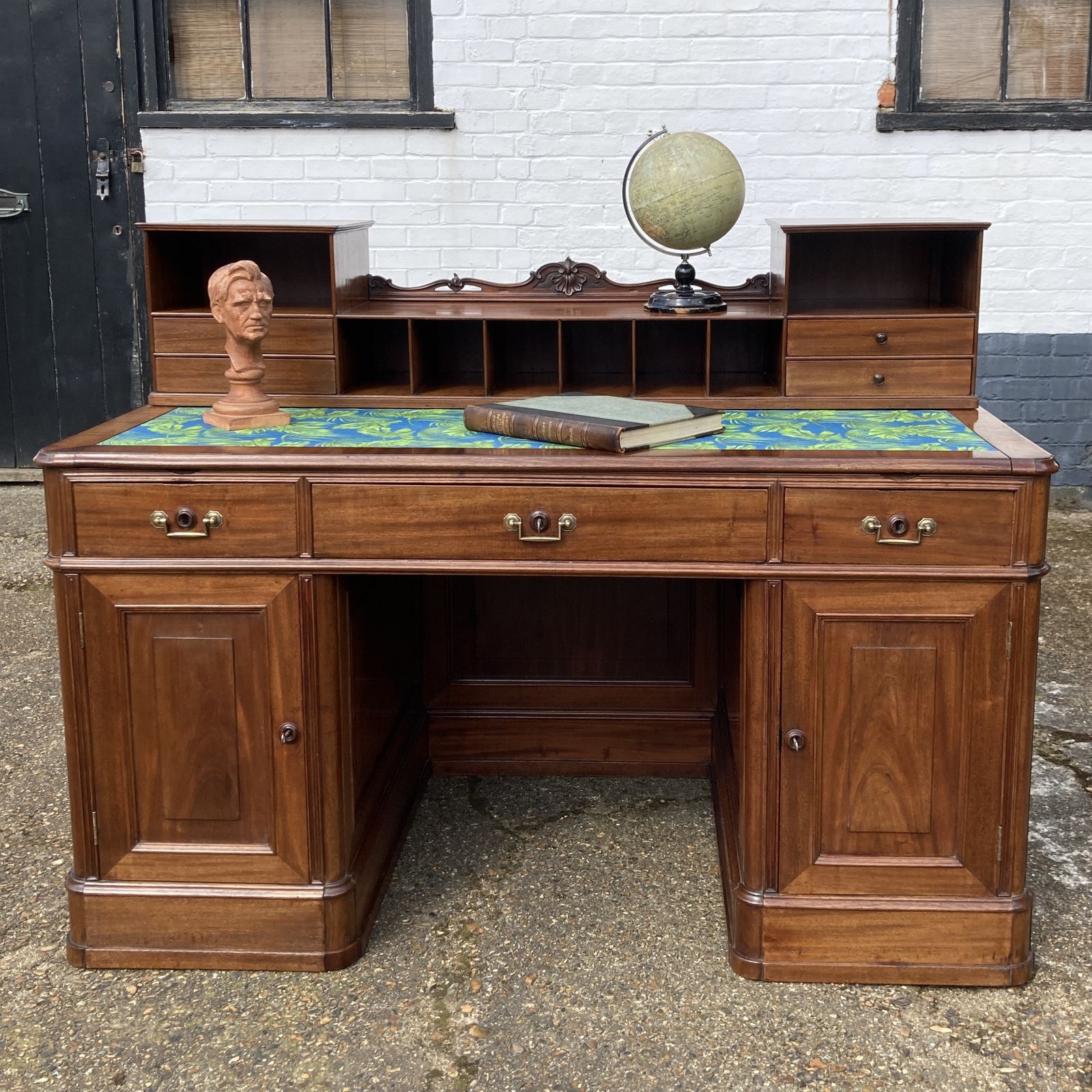 Italian Mahogany Pedestal Desk, Circa 1850
