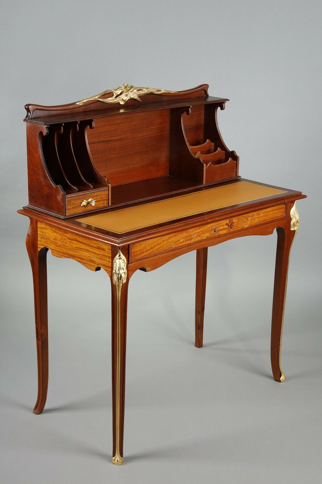 Art Nouveau Mahogany And Mahogany Veneer Stepped Desk photo furniture