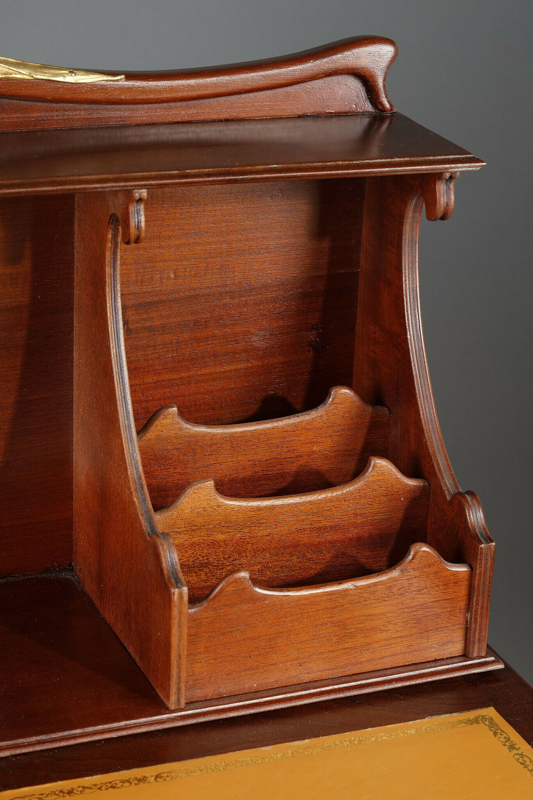 Art Nouveau Mahogany And Mahogany Veneer Stepped Desk photo vintage