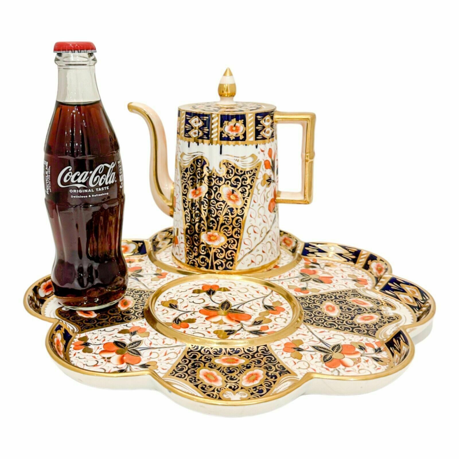Antique Victorian Davenport Porcelain Gold Red Imari Cabaret Tray, Coffee Pot photo furniture