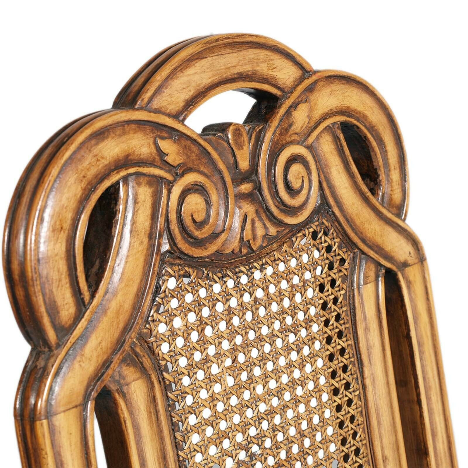photo furniture Eight Venetian Chippendale Palladian Chairs, In Walnut, Vienna Straw, Leather