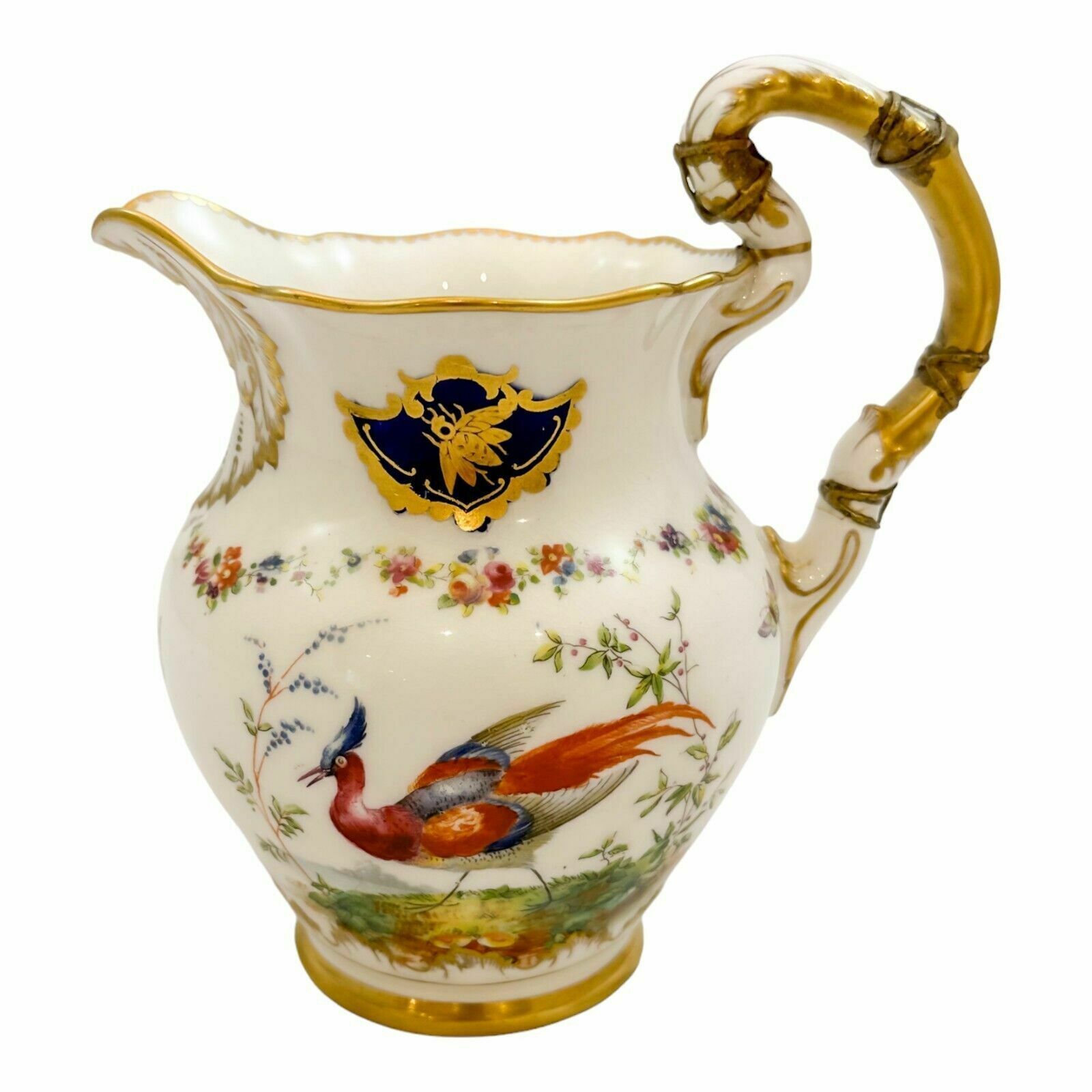 Antique Edwardian Royal Doulton Soft Paste Porcelain Bird Of Paradise Jug / Ewer