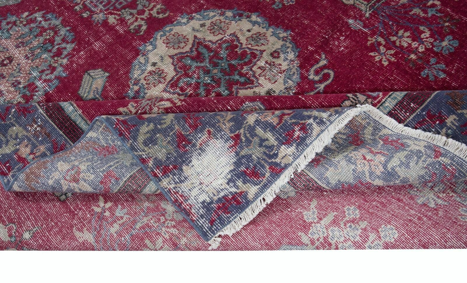 7x10.5 Ft Unique Vintage Handmade Turkish Wool Area Rug In Red photo for sale