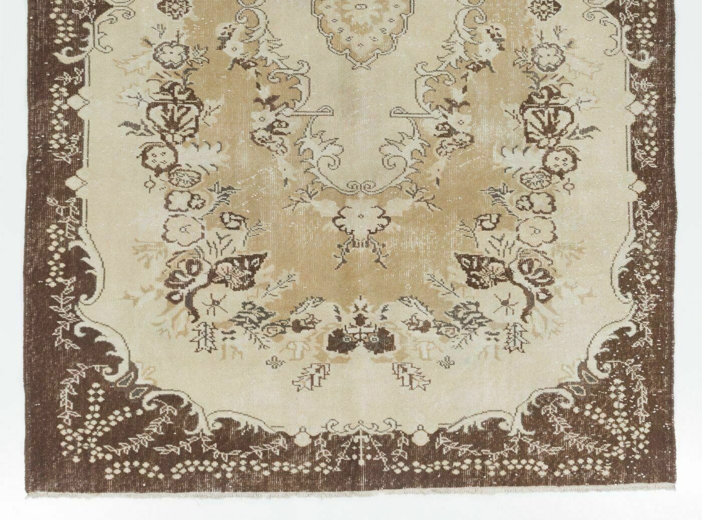 6.5x10 Ft Garden Design Eastern Rug Made Of Natural Beige, Brown & Sand Wool photo for sale