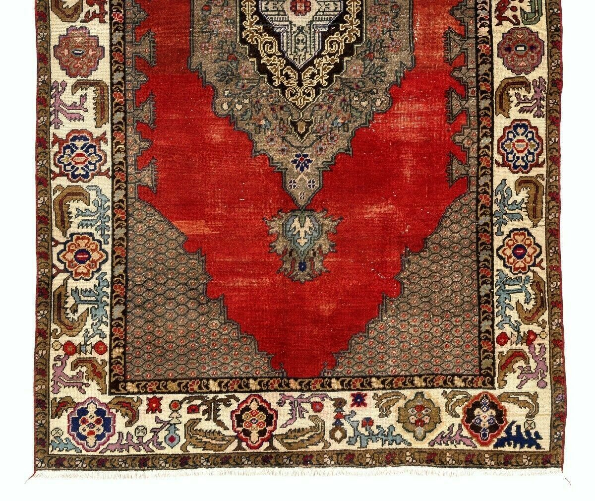 4.6x8 Ft One Of A Kind Vintage Turkish Village Rug. Wool Hand Knotted Carpet photo for sale
