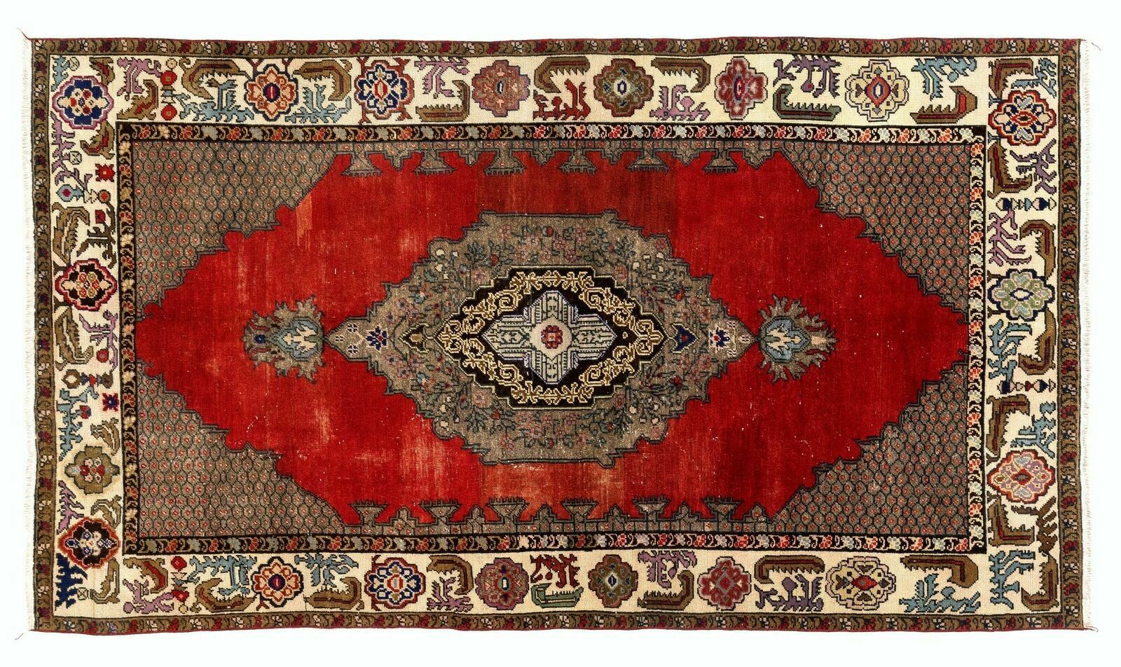 4.6x8 Ft One Of A Kind Vintage Turkish Village Rug. Wool Hand Knotted Carpet photo 796.0