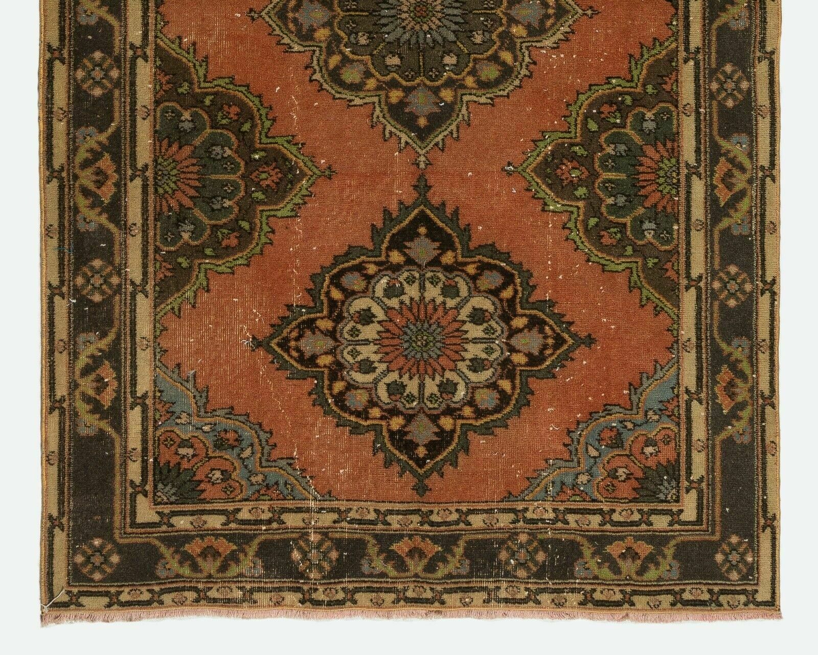4.7x11.6 Ft Hand Knotted Vintage Konya Sille Runner Rug, Wool Carpet For Hallway photo Textiles