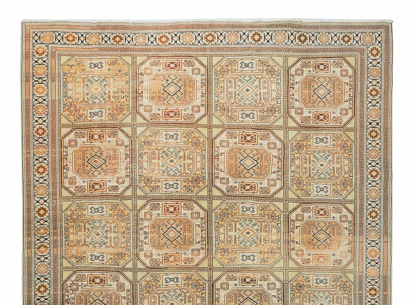 8.7x12.8 Ft Hand Knotted Vintage Turkish Kysari Rug, Geometric & Tribal Patterns photo Textiles