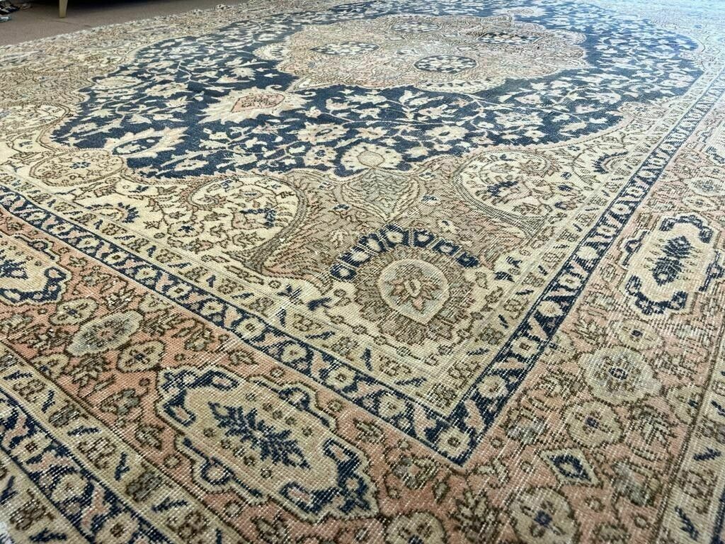 Textiles 9.2x13 Ft Fine Vintage Traditional Turkish Wool Rug, Hand Knotted Large Carpet photo