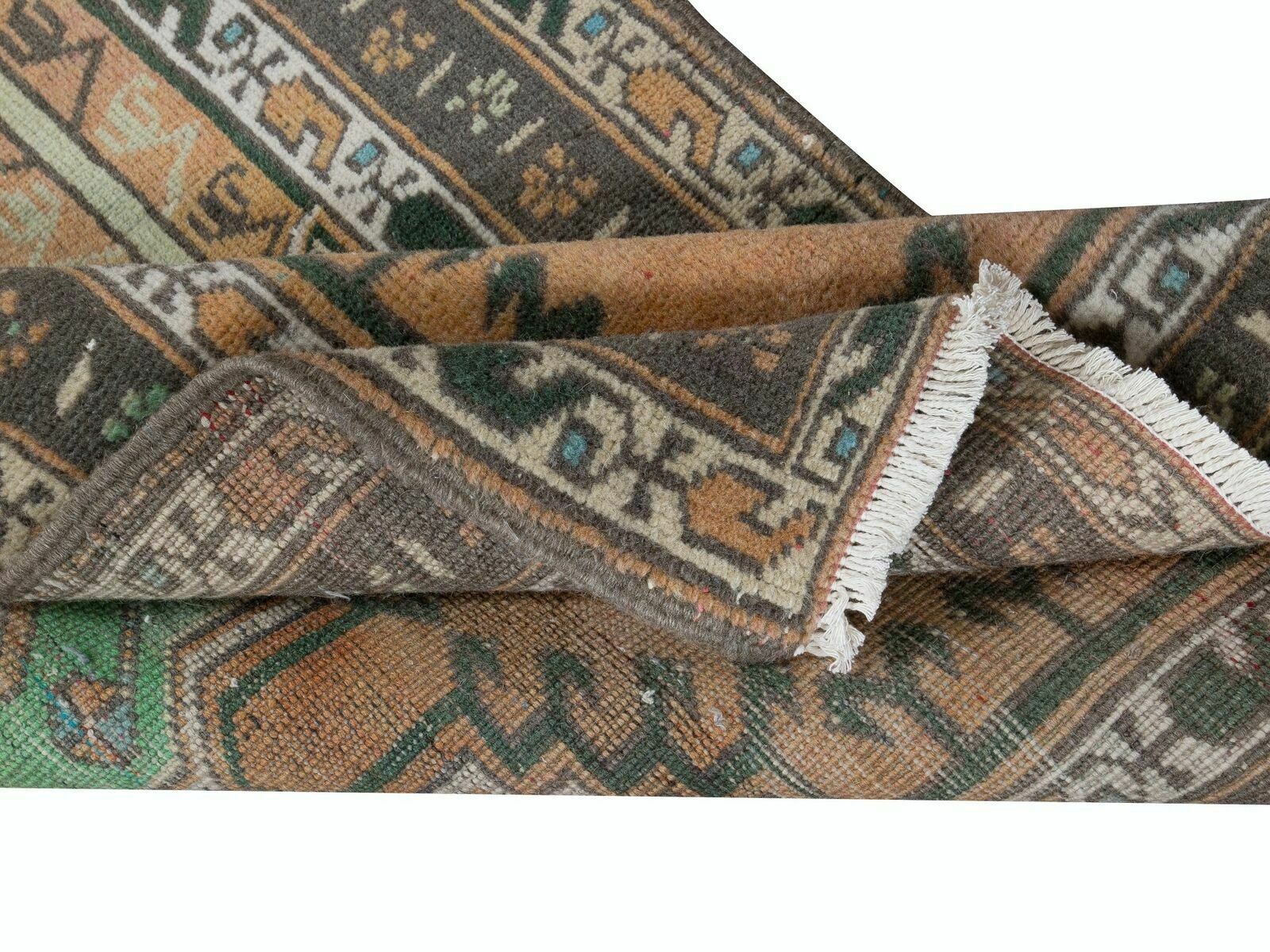 2.7x3.8 Ft Vintage Geometric Small Rug, Handmade Prayer Rug, Turkish Door Mat photo for sale