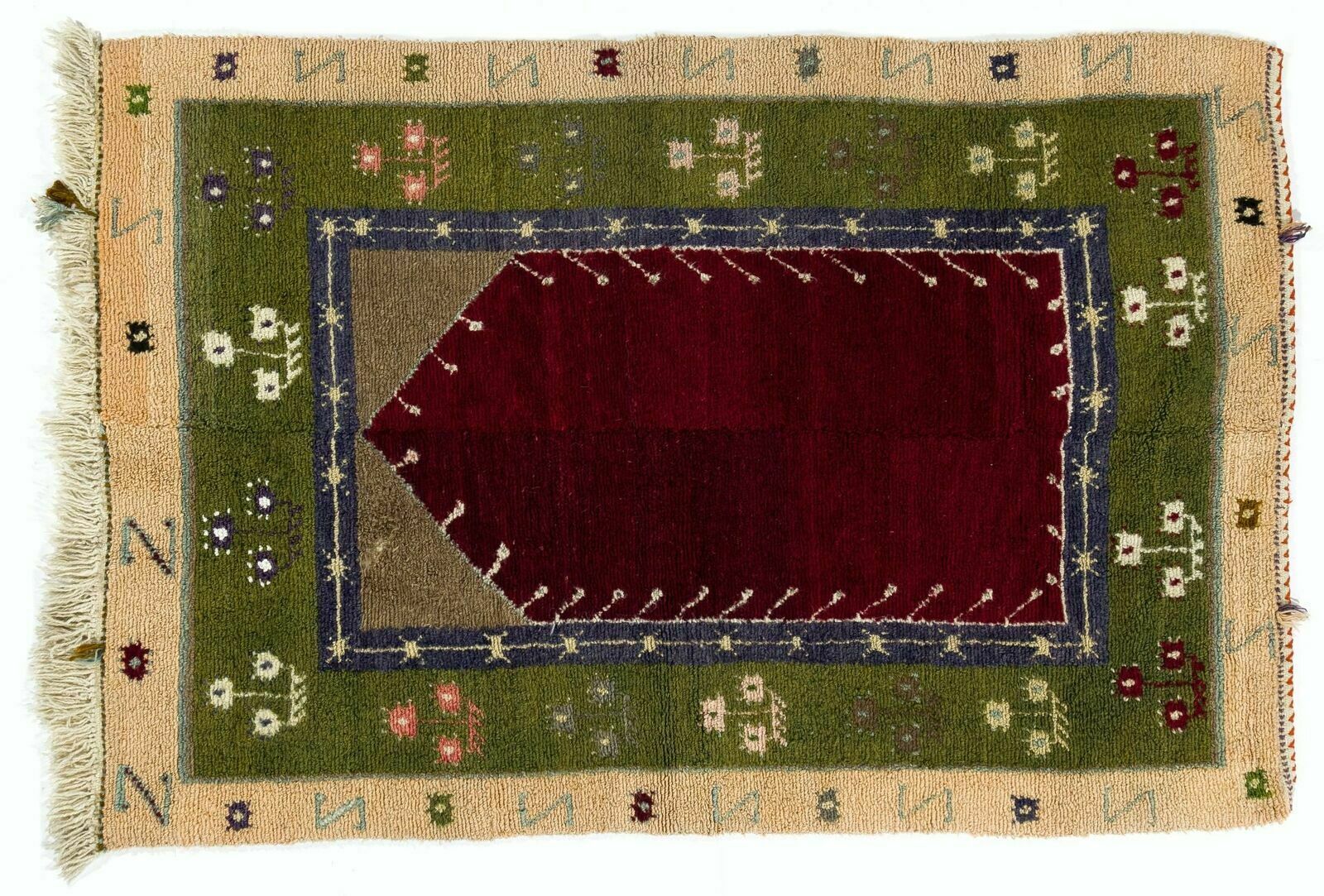 4x5.8 Ft One Of A Kind Vintage Anatolian Tulu Rug photo 418.0