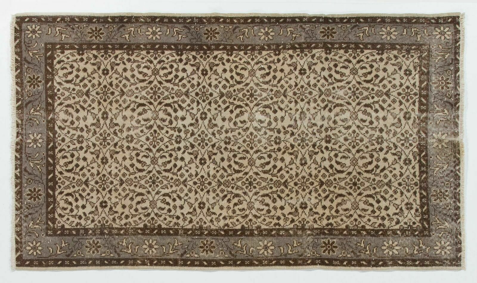 4x6.8 Ft Handmade Vintage Turkish Oushak Rug With All Over Floral Design photo 176.0