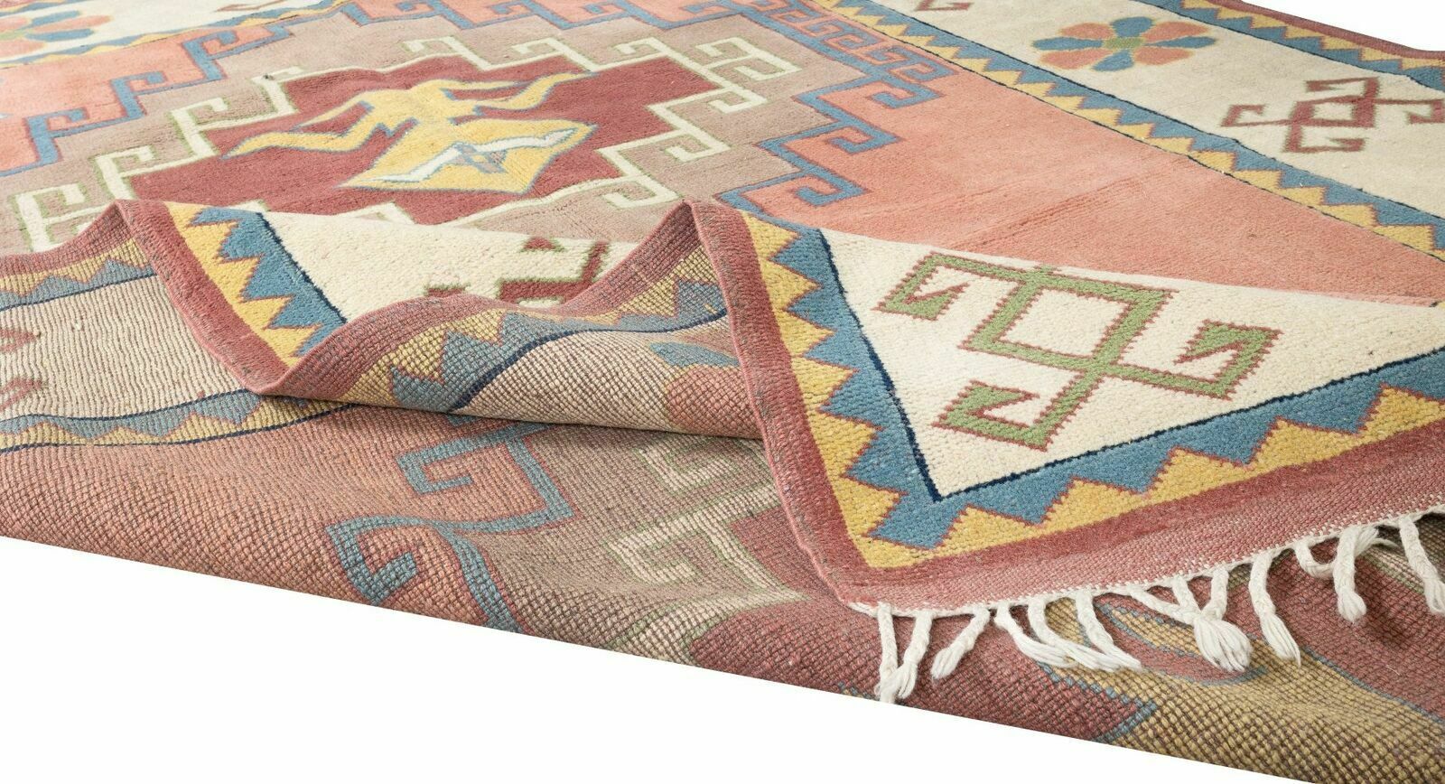 6.3x9.7 Ft Central Anatolian Geometric Rug, Traditional 1960's Handmade Carpet photo for sale