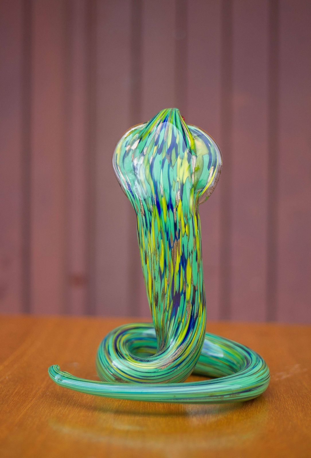 Large Murano Snake, Murano Green Snake, Glass Snake Statue, Murano Animals, Collection, Snake photo Art