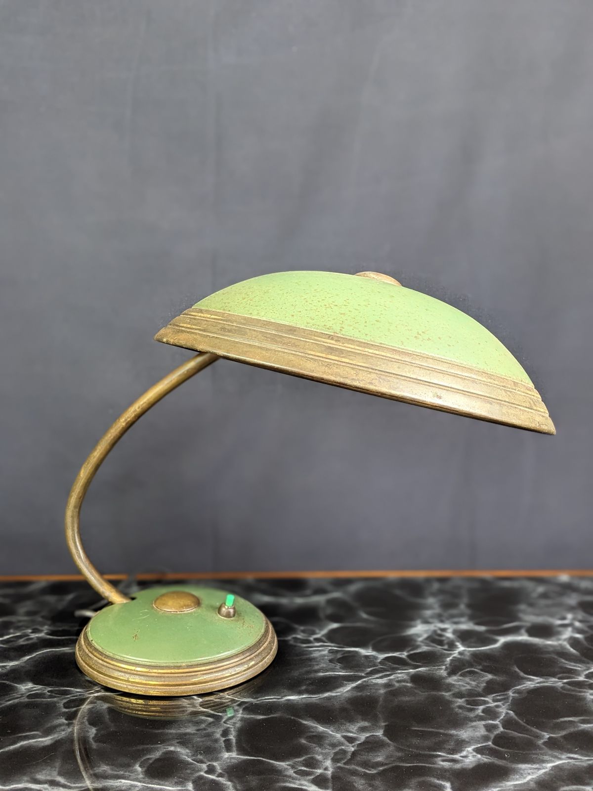 1950s Sputnik Desk Lamp In Green And Brass