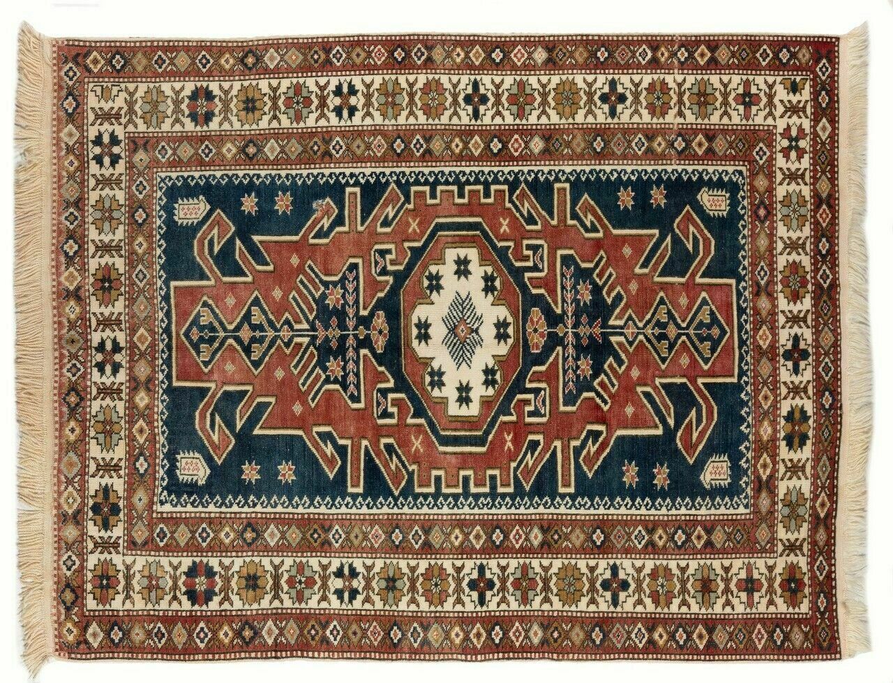 4.8x6 Ft Vintage Central Anatolian Village Rug, 100% Wool photo for sale