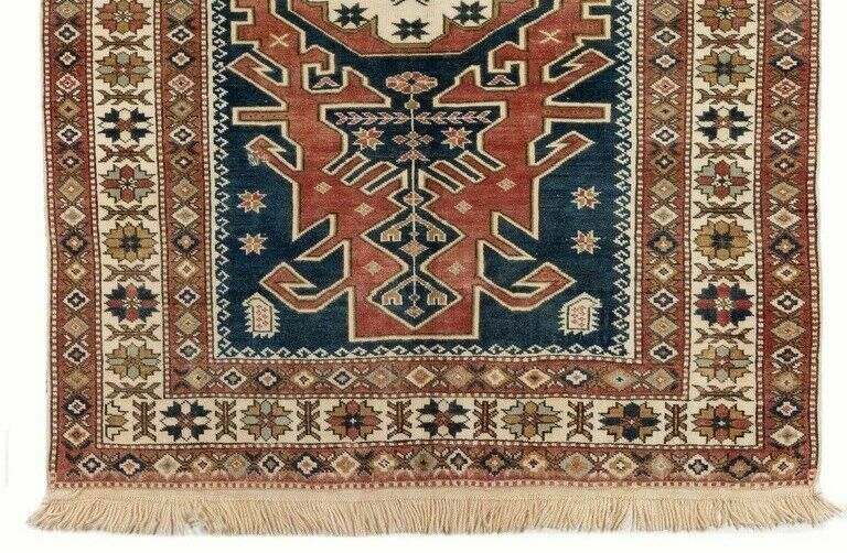 4.8x6 Ft Vintage Central Anatolian Village Rug, 100% Wool photo Textiles