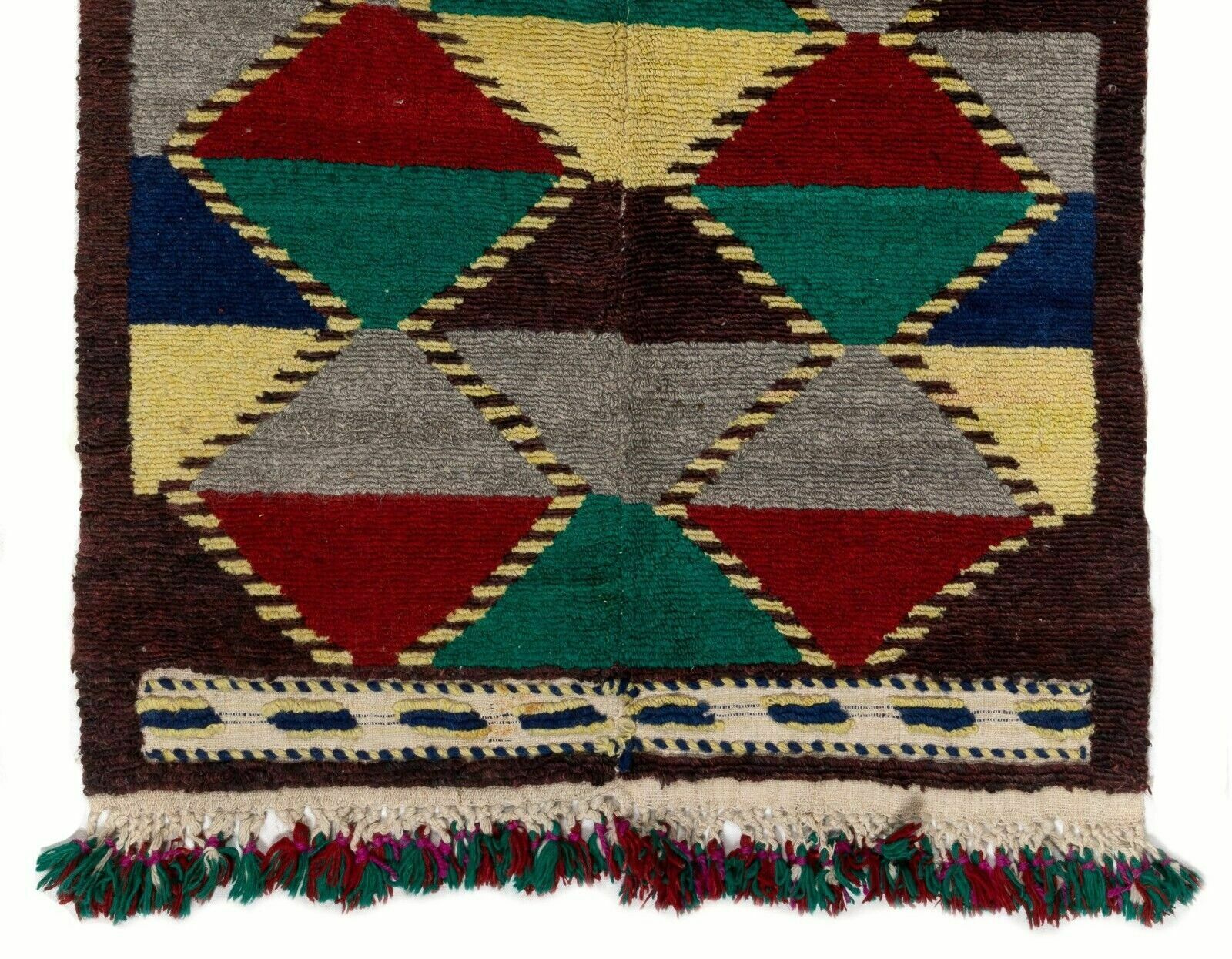 3.6x4.4 Ft Handmade Geometric Design 1960s Tulu Rug From Turkey. C1239 photo 305.0