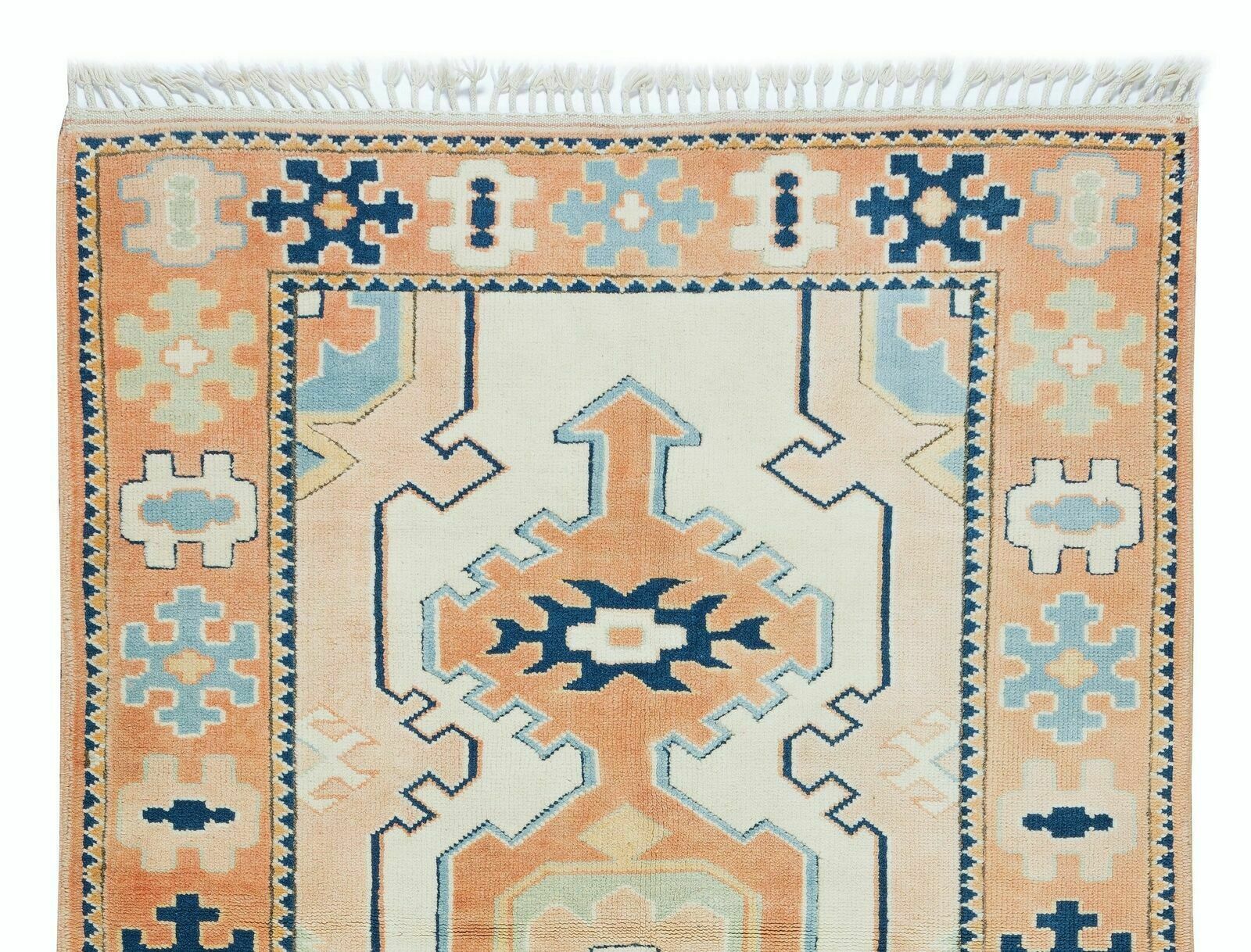 4.3x6.5 Ft Vintage Handmade Turkish Rug With Geometric Design photo Textiles