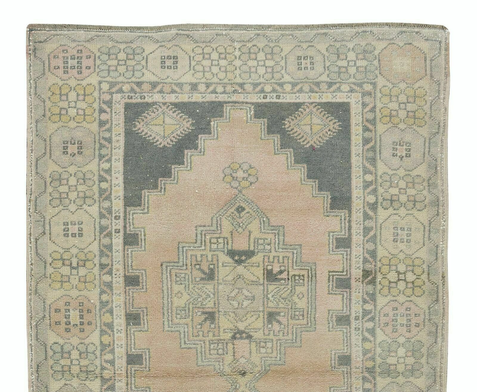 3.9x7 Ft Tribal Style Mid Century Handmade Turkish Wool Rug, Circa 1950 photo Textiles