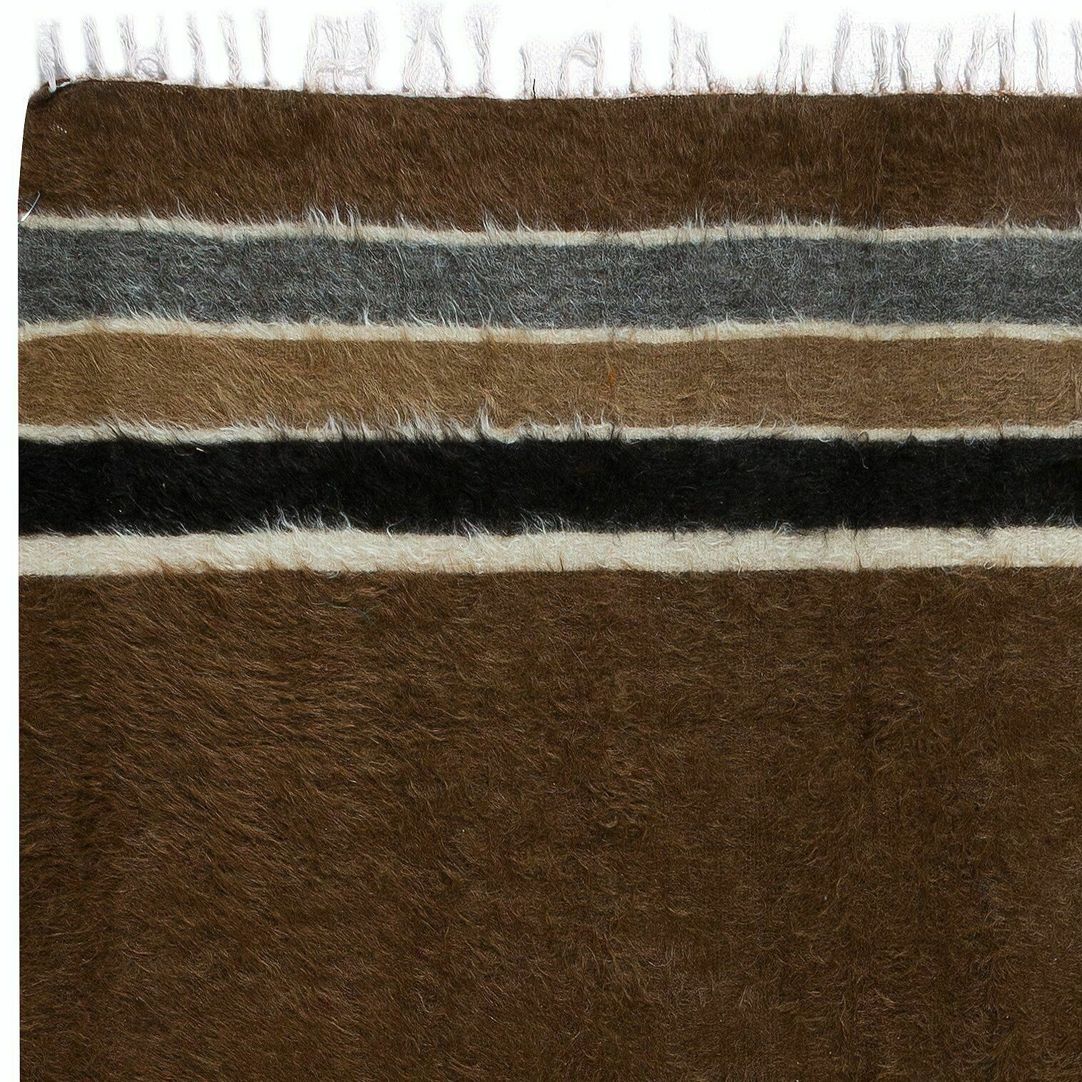 4.3x6.3 Ft Kurdish Soft Mohair Kilim. Brown Sofa Throw. Vintage Bed Cover photo Textiles