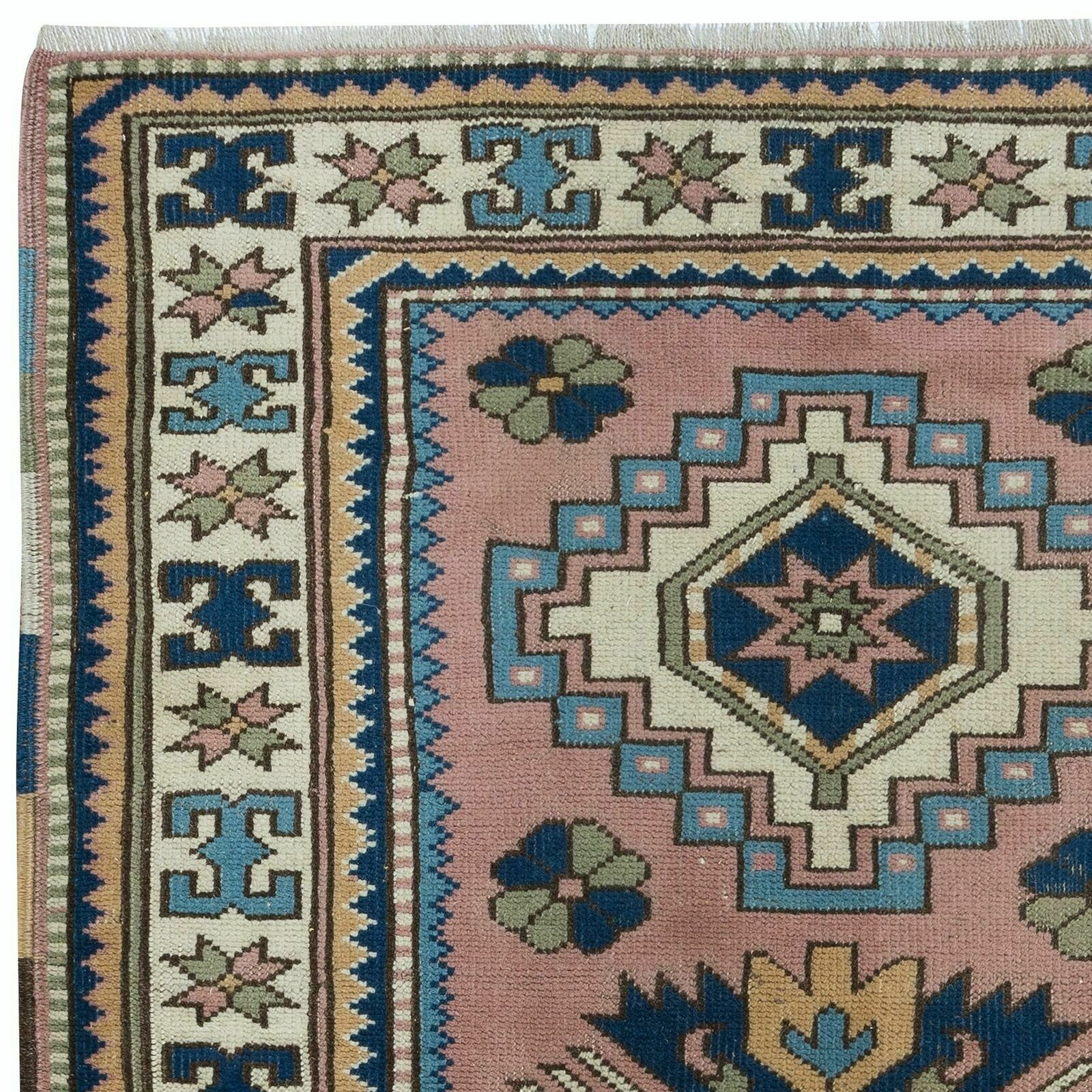 3.5x5 Ft One Of A Kind Vintage Handmade Turkish Geometric Area Rug, 100% Wool photo Textiles
