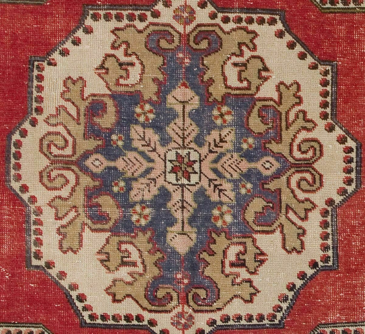 4.4x7.2 Ft Vintage One Of A Kind Anatolian Rug. Floral Border. Red, Beige, Blue photo Textiles