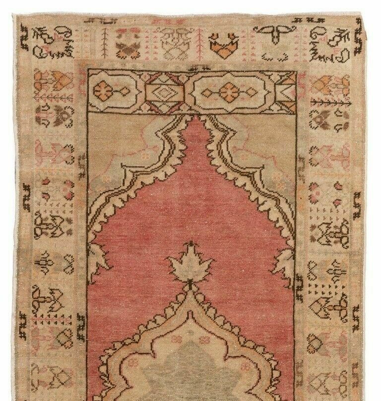 3.2x6.5 Ft Nice Handmade Midcentury Anatolian Village Rug In Beige & Red Colors photo furniture