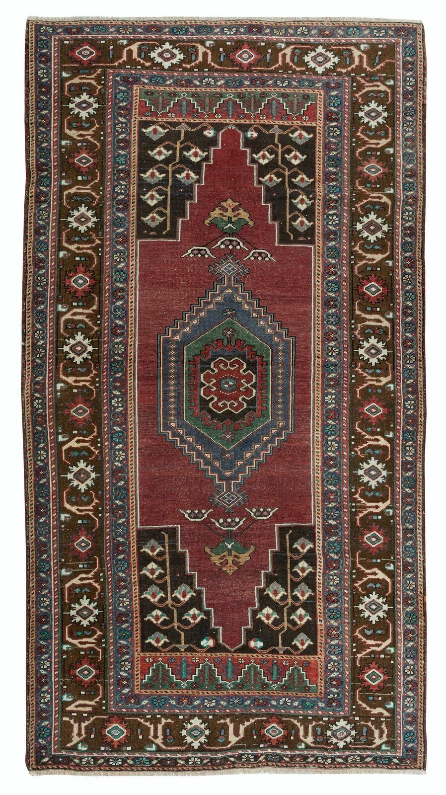 4.6x8.6 Ft Midcentury Oriental Rug, Hand Knotted Turkish Carpet Made Of Wool