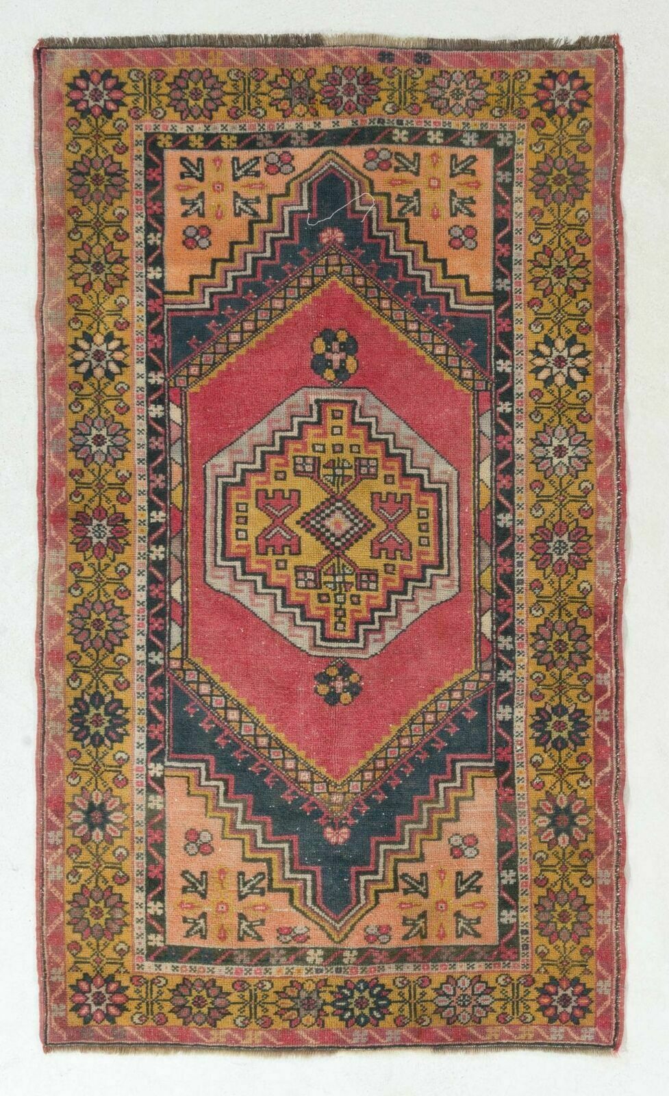 One Of A Kind Handmade Vintage Turkish Village Rug, Soft Wool Pile