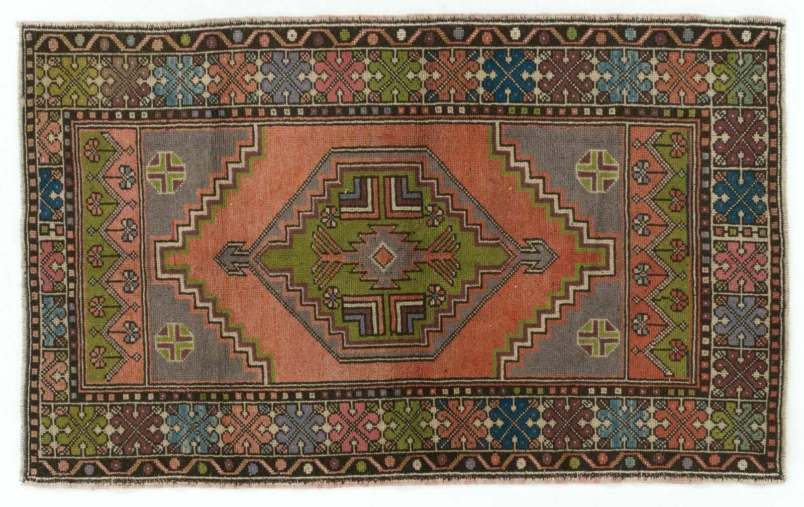 3.7x6 Ft Vintage Turkish Tribal Rug, Traditional Oriental Carpet, Soft Wool Pile photo 531.0