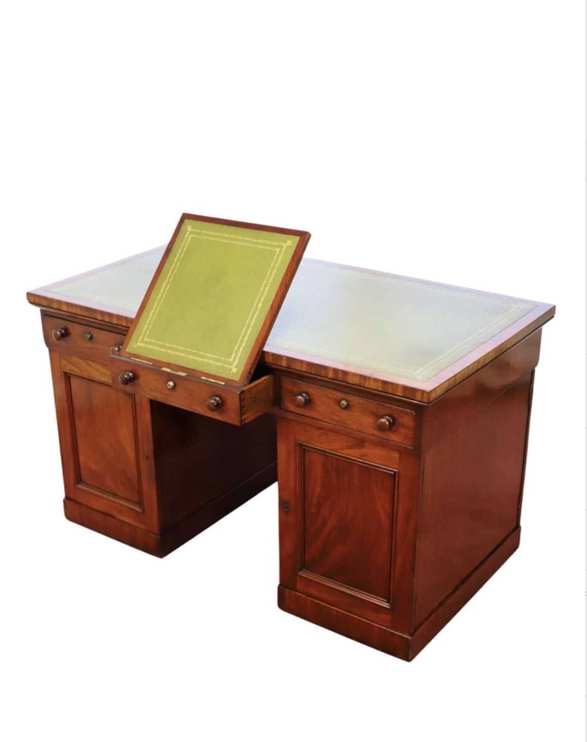Stunning Victorian Mahogany Partners Pedestal Desk